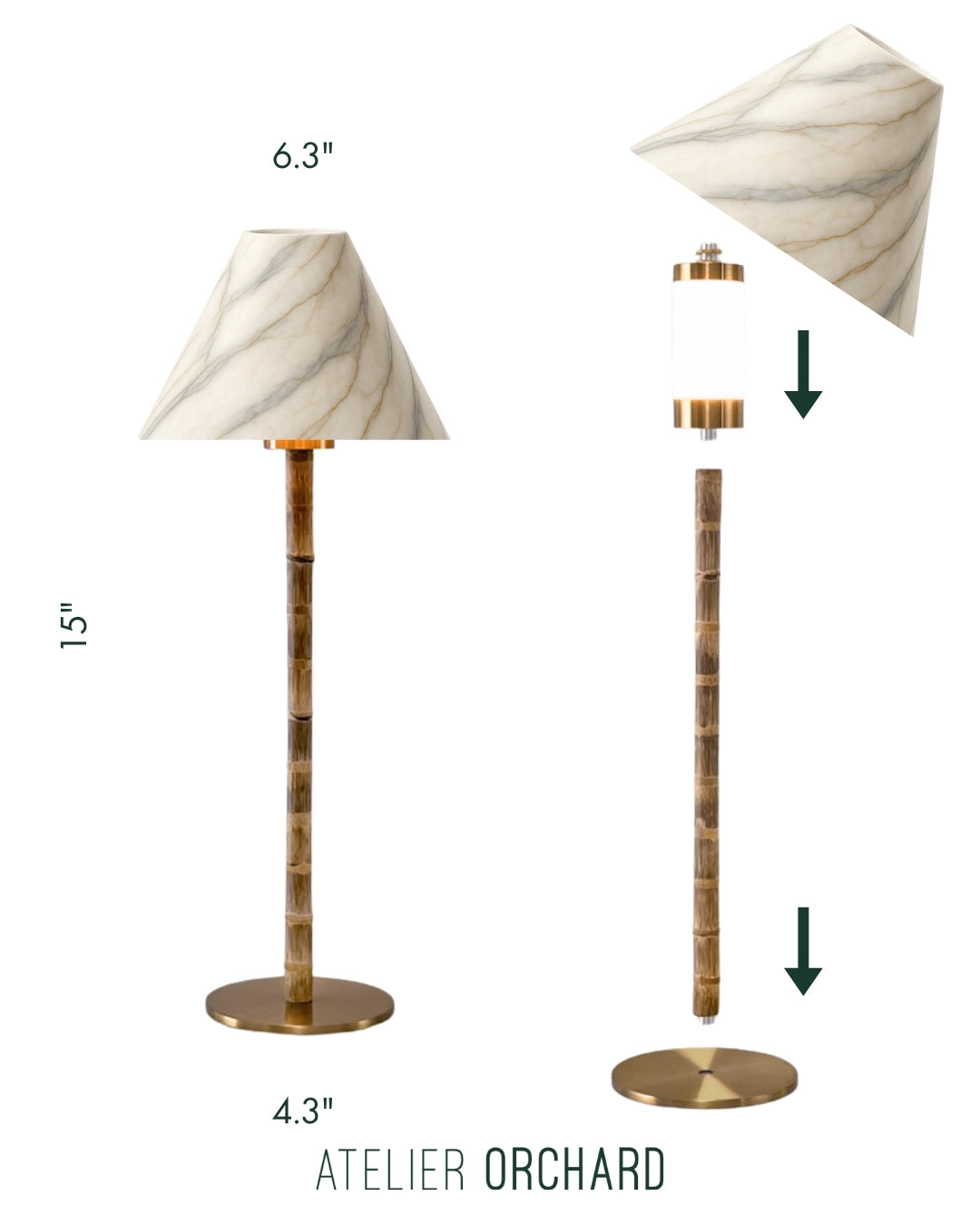 CORDLESS BAMBOO LAMP and Custom Lampshade (Linen)