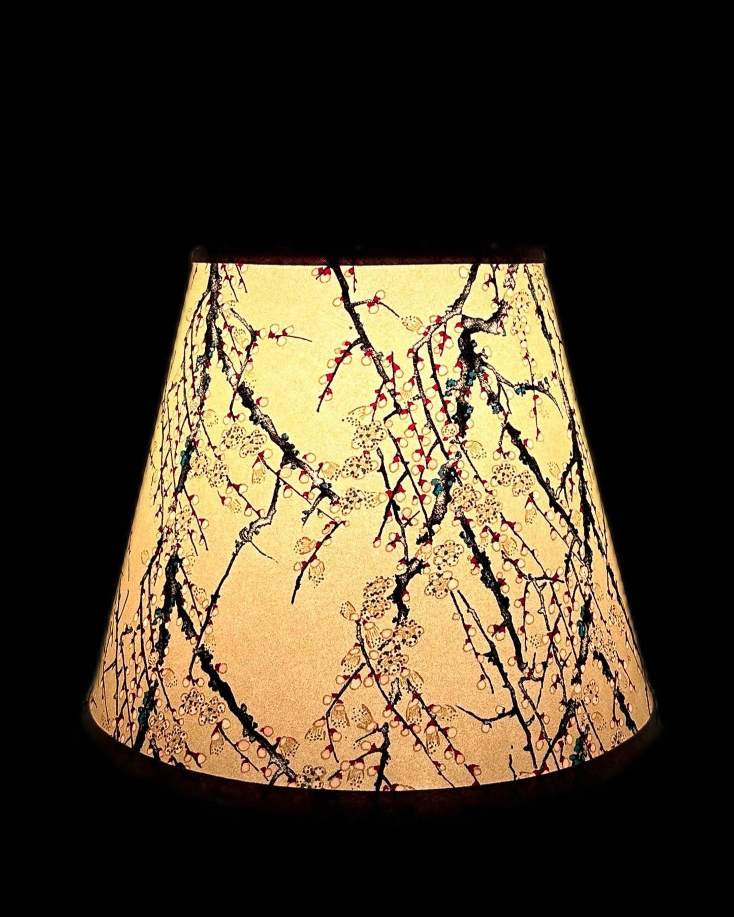 Plum Buds in Gold Lampshade