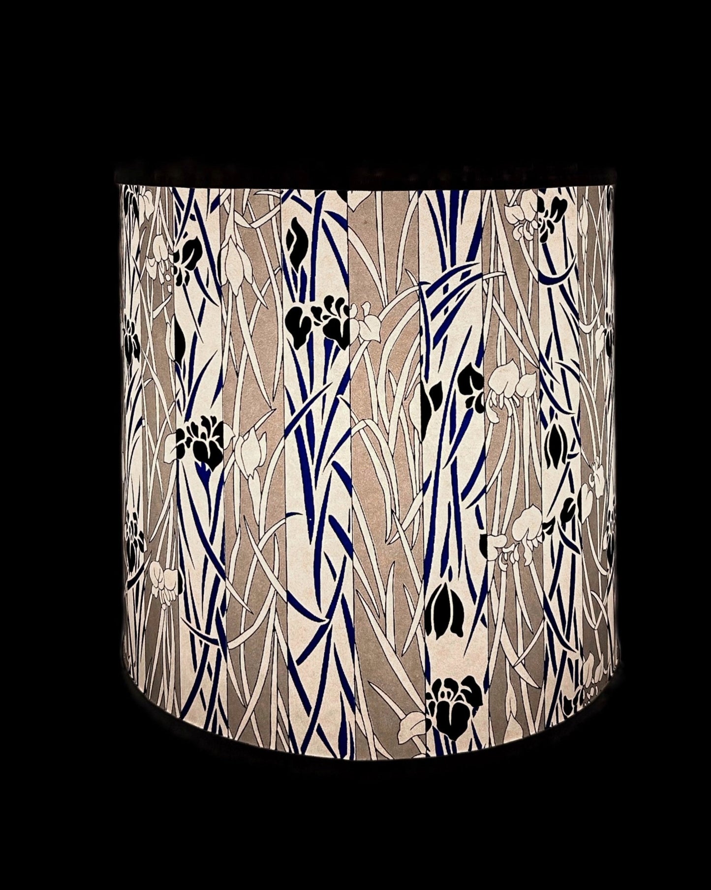 Water Irises on Grey Lampshade